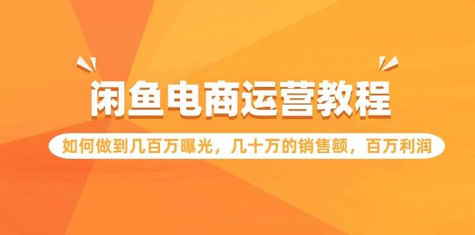 闲鱼电商运营教程：如何做到几百万曝光，几十万的销售额，百万利润-网赚资源网