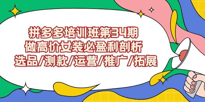 拼多多培训班第34期：做高价女装必盈利剖析  选品/测款/运营/推广/拓展-网赚资源网