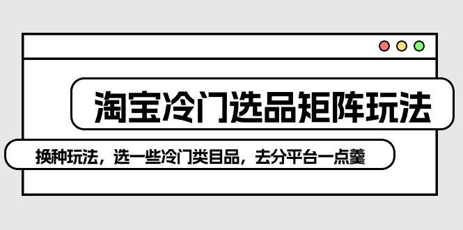 淘宝冷门选品矩阵玩法：换种玩法，选一些冷门类目品，去分平台一点羹-网赚资源网