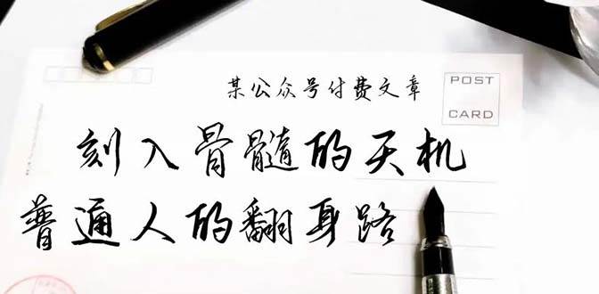 某公众号付费文章：刻入骨髓的天机，揭露“普通人的翻身路” 这件通天大事-网赚资源网