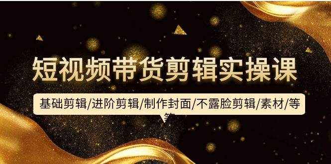 短视频带货剪辑实操课：基础剪辑/进阶剪辑/制作封面/不露脸剪辑/素材/等等-网赚资源网