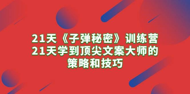 21天《子弹秘密》训练营，21天学到顶尖文案大师的策略和技巧-网赚资源网