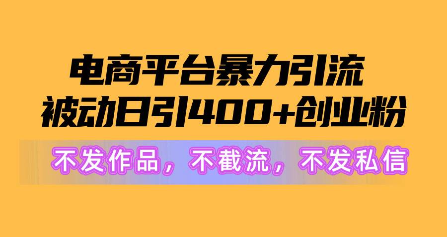 电商平台暴力引流,被动日引400+创业粉不发作品，不截流，不发私信-网赚资源网