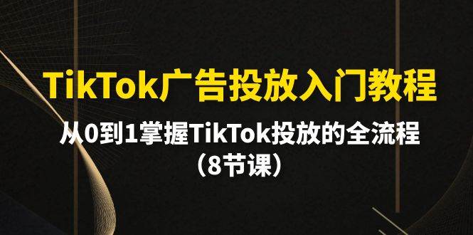 TikTok广告投放入门教程，从0到1掌握TikTok投放的全流程（8节课）-网赚资源网