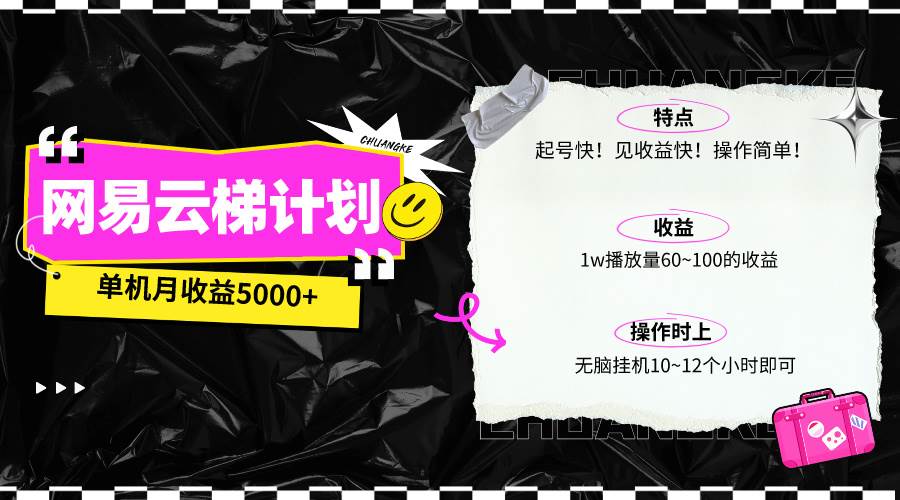 最新网易云梯计划网页版，单机月收益5000+！可放大操作-网赚资源网