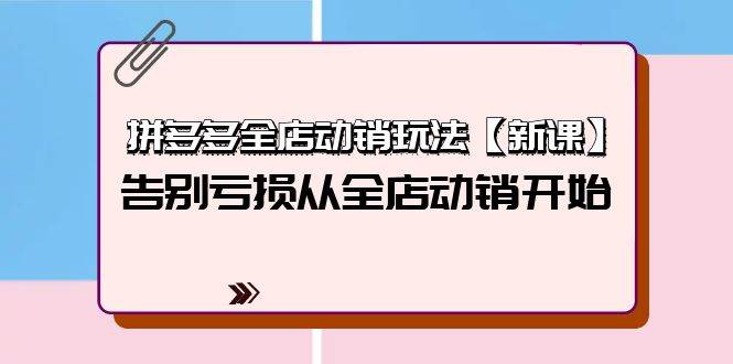 拼多多全店动销玩法【新课】，告别亏损从全店动销开始（4节视频课）-网赚资源网