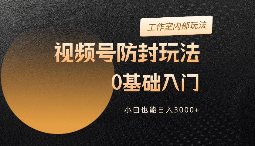 2024视频号升级防封玩法，零基础入门，小白也能日入3000+-网赚资源网