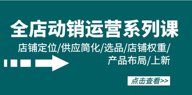 全店·动销运营系列课：店铺定位/供应简化/选品/店铺权重/产品布局/上新-网赚资源网