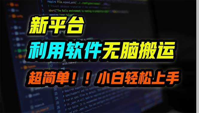 新平台用软件无脑搬运，月赚10000+，小白也能轻松上手-网赚资源网