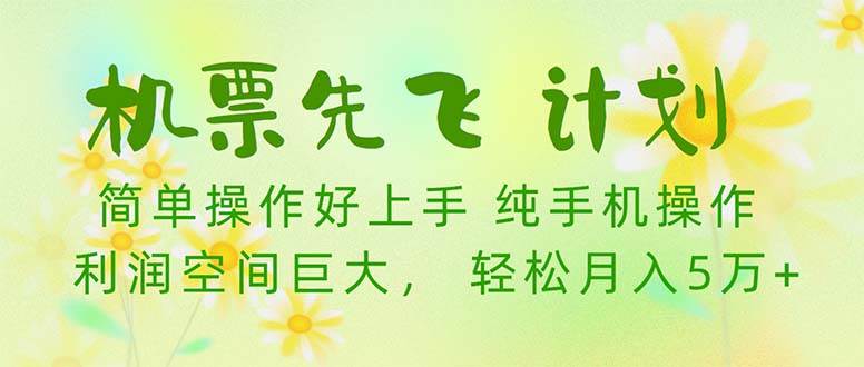 机票 先飞计划！用里程积分 兑换机票售卖赚差价 纯手机操作 小白月入5万+-网赚资源网