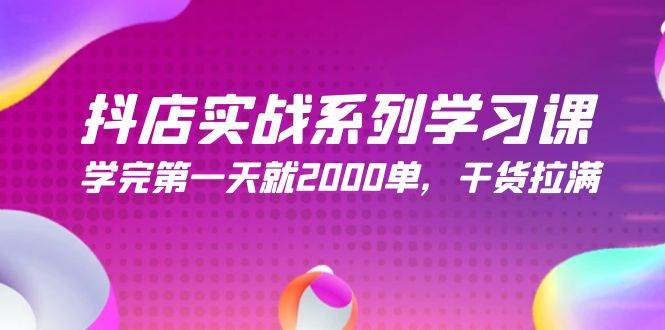 抖店实战系列学习课，学完第一天就2000单，干货拉满（245节课）-网赚资源网