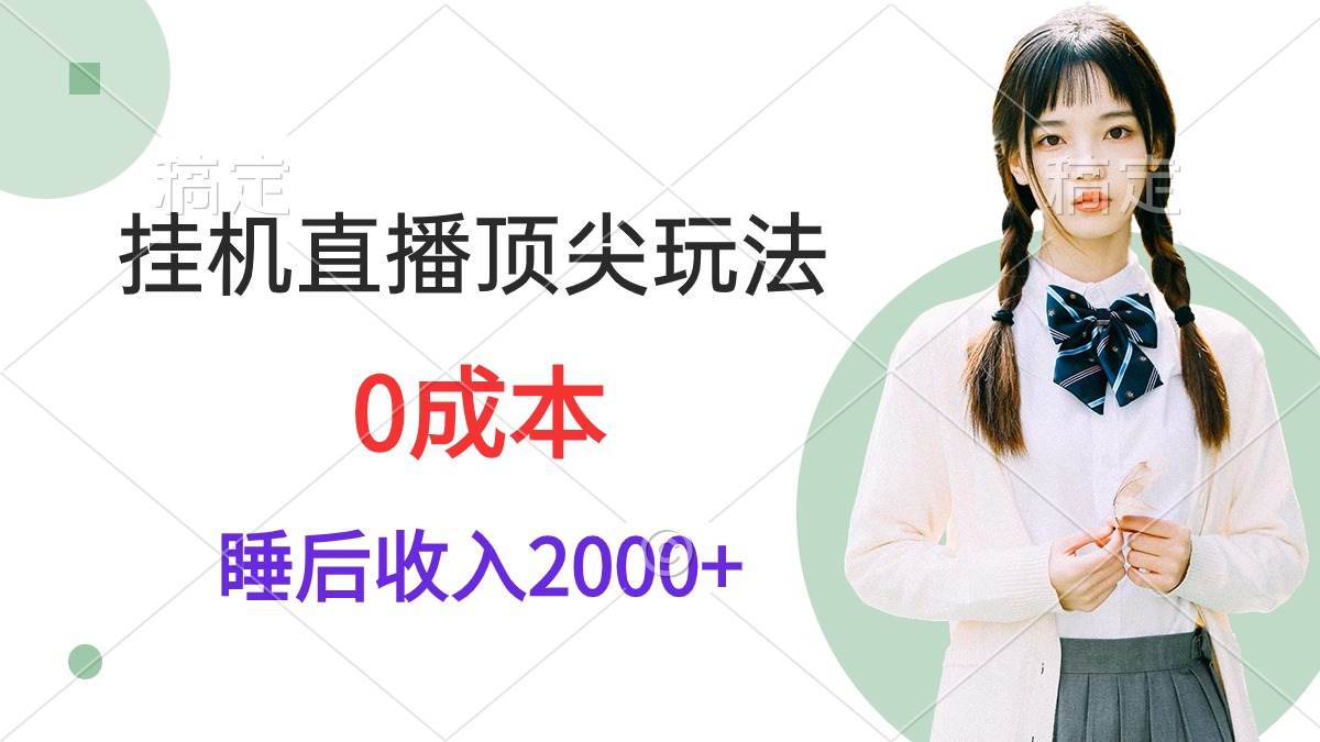挂机直播顶尖玩法，睡后日收入2000+、0成本，视频教学-网赚资源网