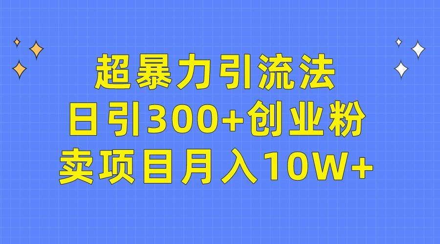 超暴力引流法，日引300+创业粉，卖项目月入10W+-网赚资源网