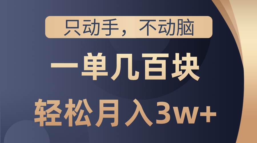 只动手不动脑，一单几百块，轻松月入3w+，看完就能直接操作，详细教程-网赚资源网