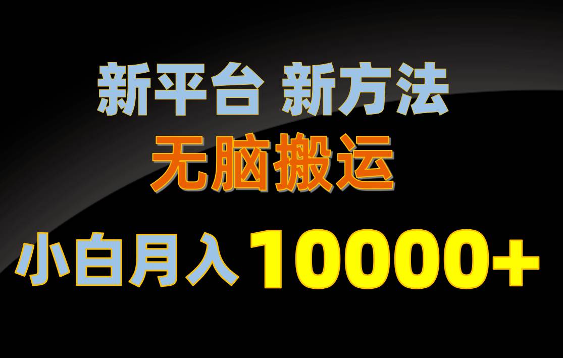 新平台新方法，无脑搬运，月赚10000+，小白轻松上手不动脑-网赚资源网