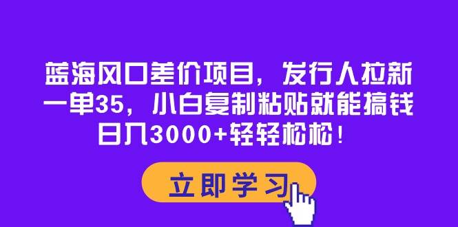 蓝海风口差价项目，发行人拉新，一单35，小白复制粘贴就能搞钱！日入3000+轻轻松松-网赚资源网