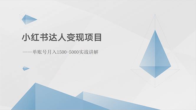 小红书达人变现项目：单账号月入1500-3000实战讲解-网赚资源网