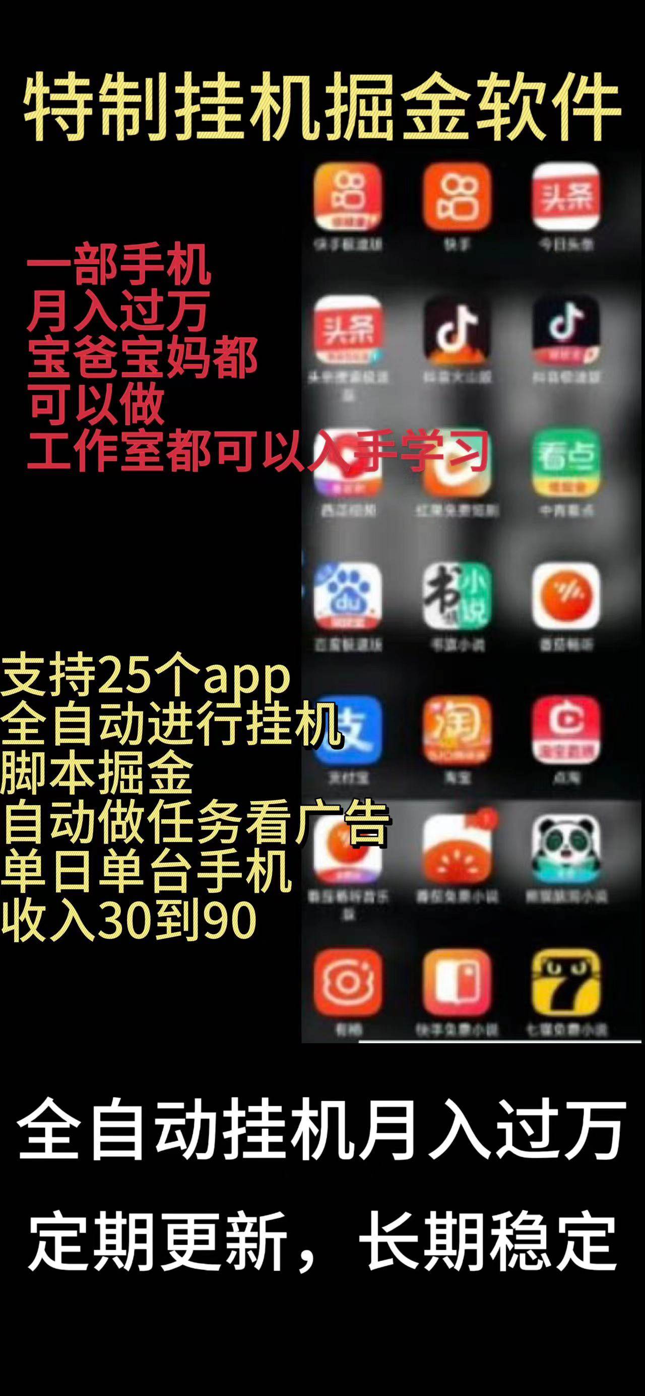 靠挂机月入过万，纯挂机适合宝爸宝妈学生党操作，24小时无脑挂机单机一…-网赚资源网