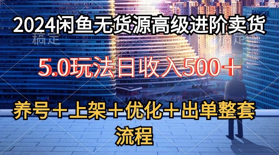 2024闲鱼无货源高级进阶卖货5.0，养号＋选品＋上架＋优化＋出单整套流程-网赚资源网