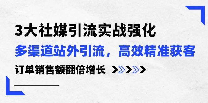 3大社媒引流实操强化，多渠道站外引流/高效精准获客/订单销售额翻倍增长-网赚资源网