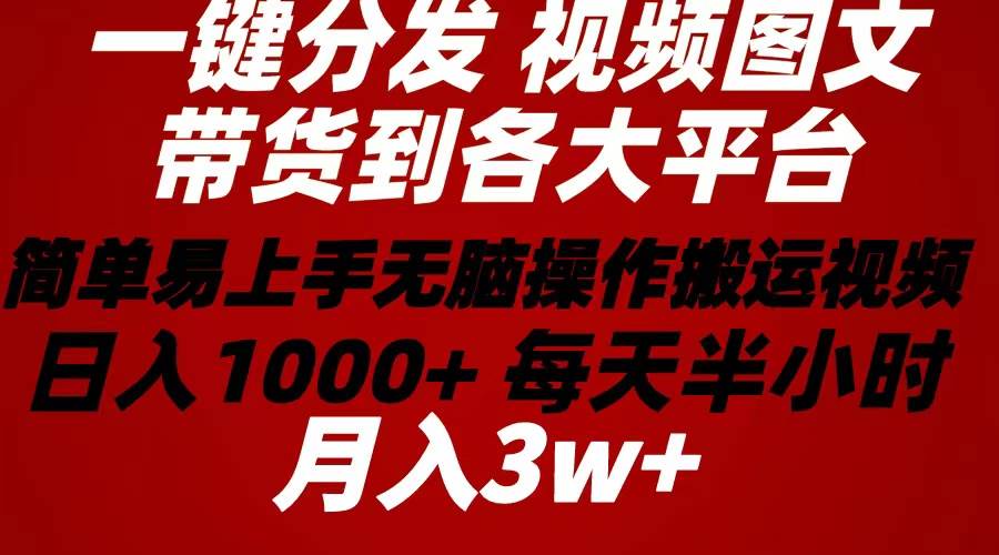 2024年 一键分发带货图文视频  简单易上手 无脑赚收益 每天半小时日入1…-网赚资源网