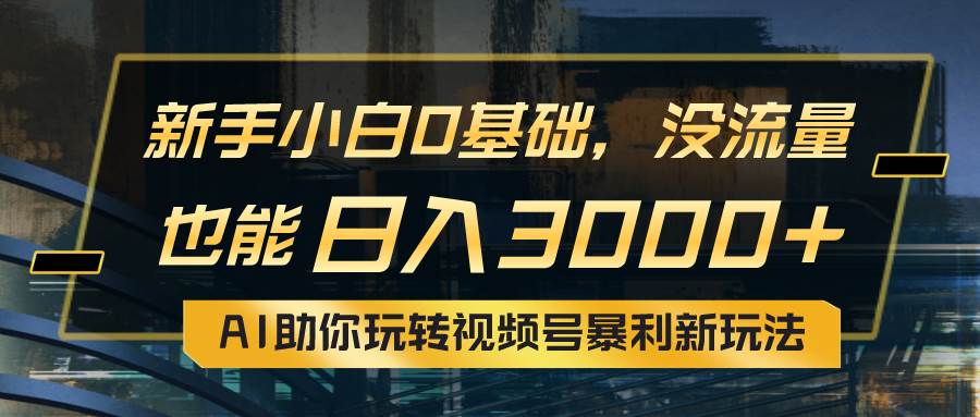 小白0基础，没流量也能日入3000+：AI助你玩转视频号暴利新玩法-网赚资源网