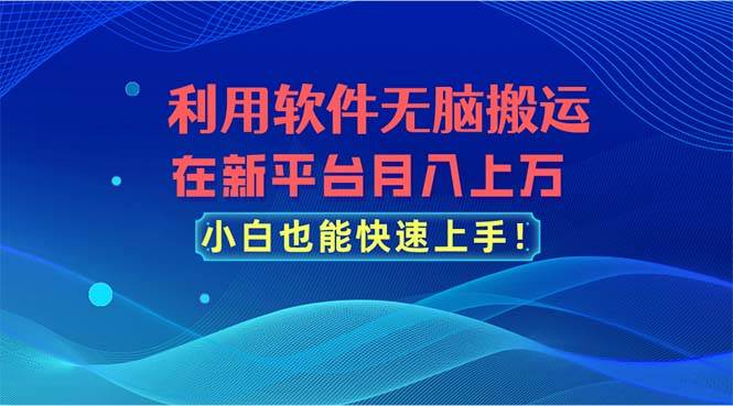 利用软件无脑搬运，在新平台月入上万，小白也能快速上手-网赚资源网