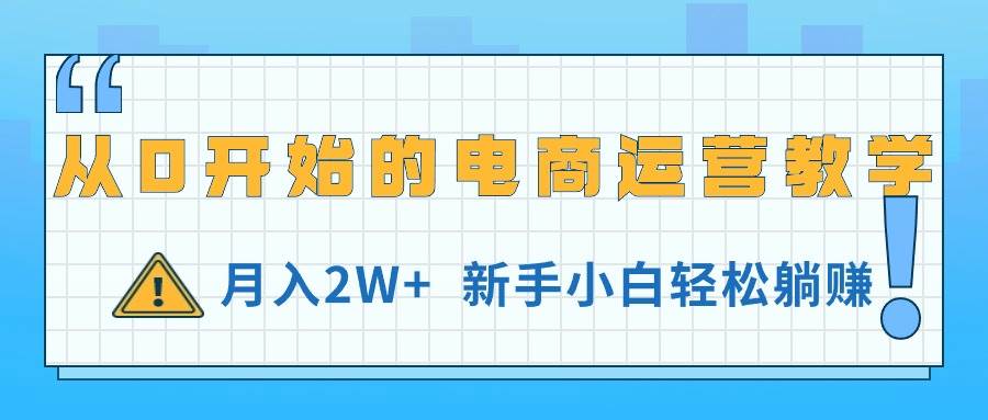 从0开始的电商运营教学，月入2W+，新手小白轻松躺赚-网赚资源网