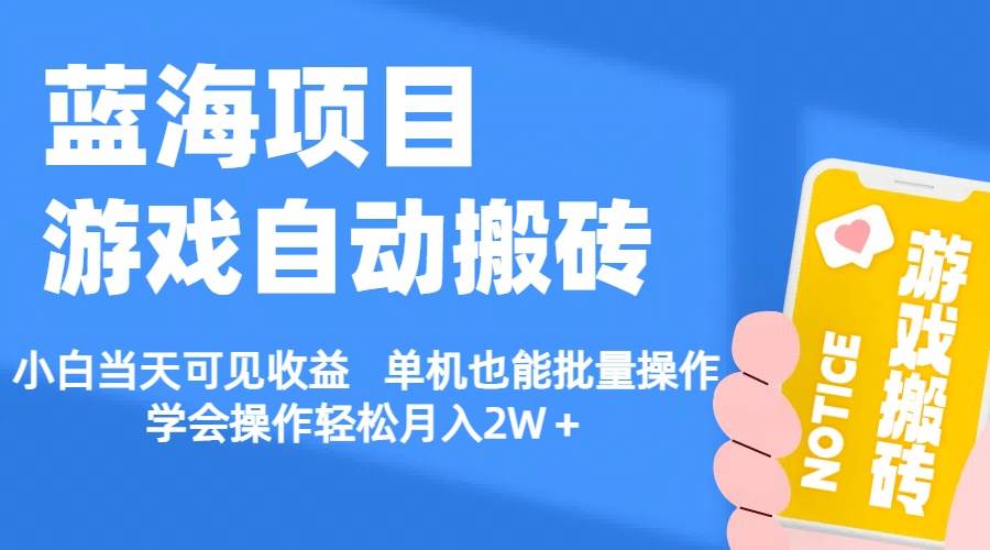 【蓝海项目】游戏自动搬砖 小白当天可见收益 单机也能批量操作 学会操…-网赚资源网