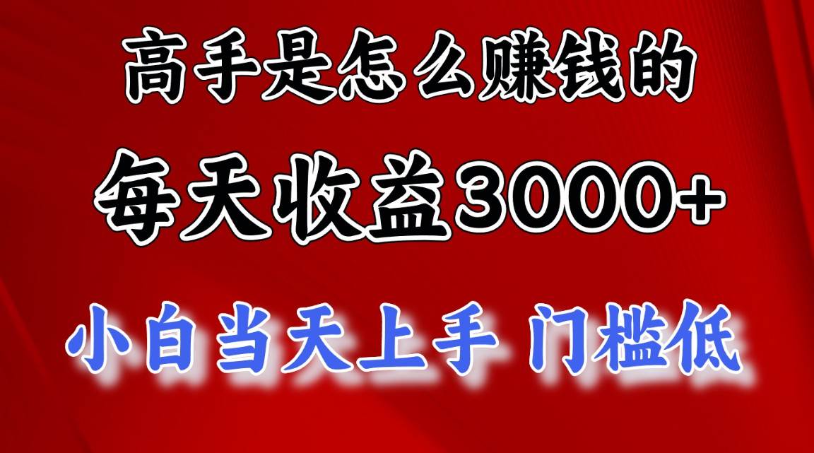 高手是怎么赚钱的，一天收益3000+ 这是穷人逆风翻盘的一个项目，非常…-网赚资源网