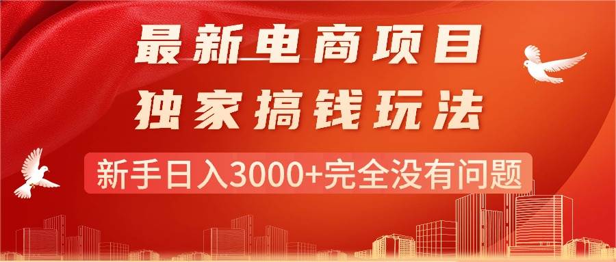 最新电商项目-搞钱玩法，新手日入3000+完全没有问题-网赚资源网