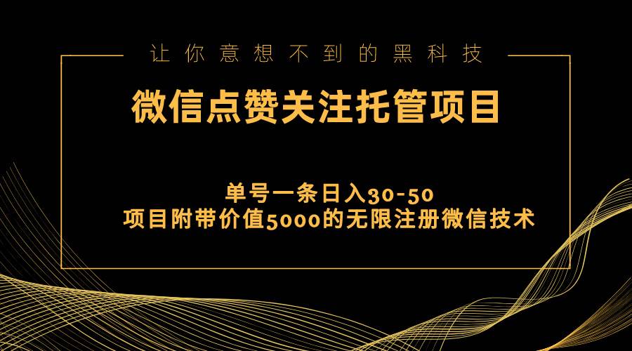 视频号托管点赞关注，单微信30-50元，附带价值5000无限注册微信技术-网赚资源网