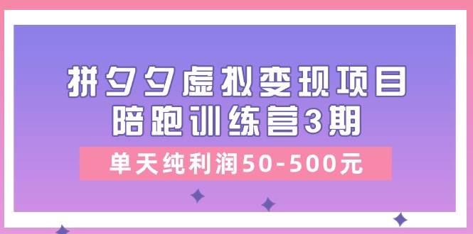 某收费培训《拼夕夕虚拟变现项目陪跑训练营3期》单天纯利润50-500元-网赚资源网
