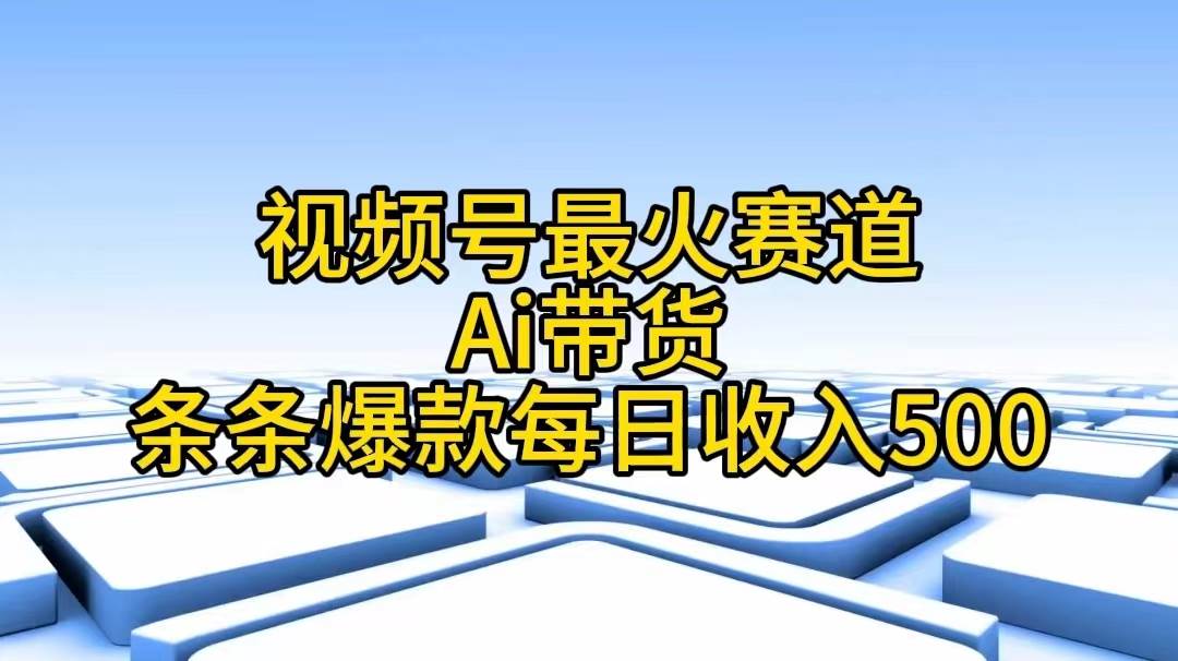 视频号最火赛道——Ai带货条条爆款每日收入500-网赚资源网