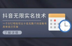 抖音无限实名技术:一个SFZ号码可以十名无数个抖音账号,具体自己实操-网赚资源网