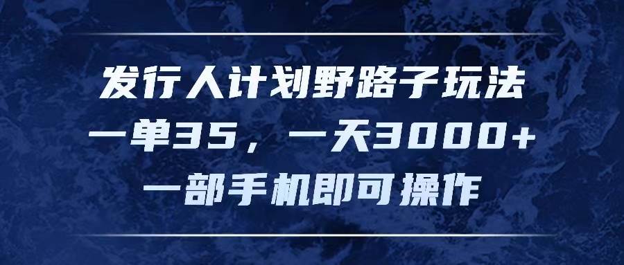 发行人计划野路子玩法，一单35，一天3000+，一部手机即可操作-网赚资源网