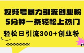 视频号暴力引流创业粉,5分钟一条轻松上热门,轻松日引流300+创业粉-网赚资源网