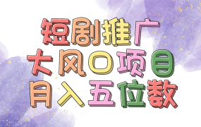 拥有睡眠收益的短剧推广大风口项目，十分钟学会，多赛道选择，月入五位数-网赚资源网