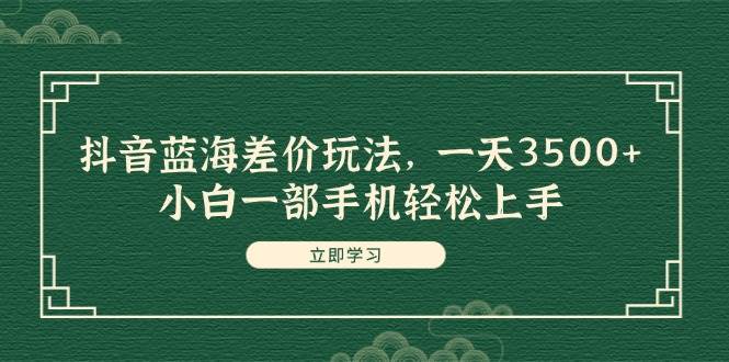 抖音蓝海差价玩法，一天3500+，小白一部手机轻松上手-网赚资源网