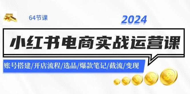 2024小红书电商实战运营课：账号搭建/开店流程/选品/爆款笔记/截流/变现-网赚资源网