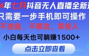 2024年七月抖音无人直播全新玩法,只需一部手机即可操作,小白每天也可...-网赚资源网