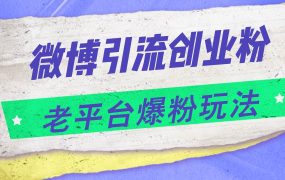 微博引流创业粉,老平台爆粉玩法,日入4000+-网赚资源网