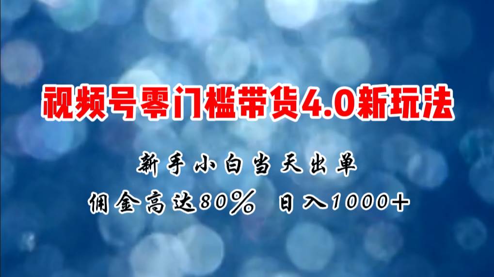 微信视频号零门槛带货4.0新玩法，新手小白当天见收益，日入1000+-网赚资源网