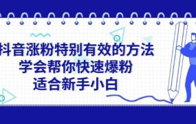 抖音涨粉特别有效的方法，学会帮你快速爆粉，适合新手小白-网赚资源网