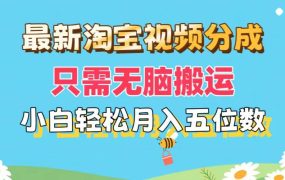 最新淘宝视频分成,只需无脑搬运,小白也能轻松月入五位数,可矩阵批量...-网赚资源网