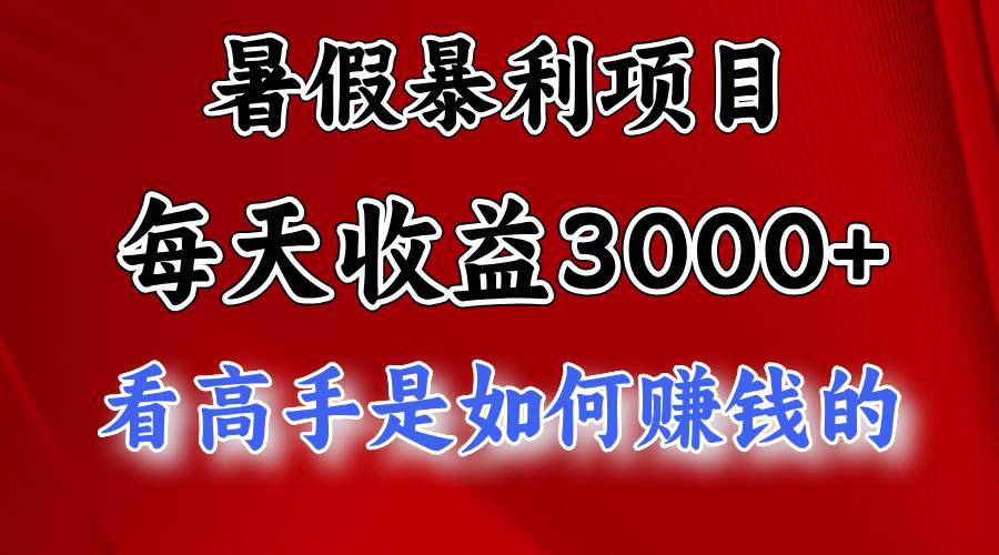 暑假暴利项目，每天收益3000+ 努努力能达到5000+，暑假大流量来了-网赚资源网