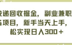 快递回收掘金，副业兼职必备项目，新手当天上手，轻松实现日入300＋-网赚资源网