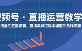 视频号 直播运营教学:直播流量的底层逻辑,直播卖货过程中遇到的各种问题-网赚资源网
