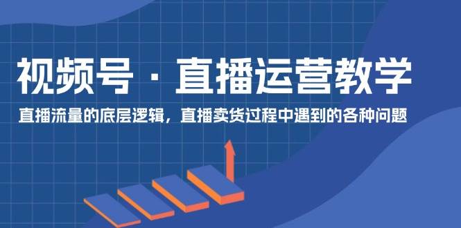 视频号 直播运营教学：直播流量的底层逻辑，直播卖货过程中遇到的各种问题-网赚资源网
