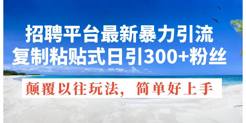 招聘平台最新暴力引流，复制粘贴式日引300+粉丝，颠覆以往垃圾玩法，简…-网赚资源网